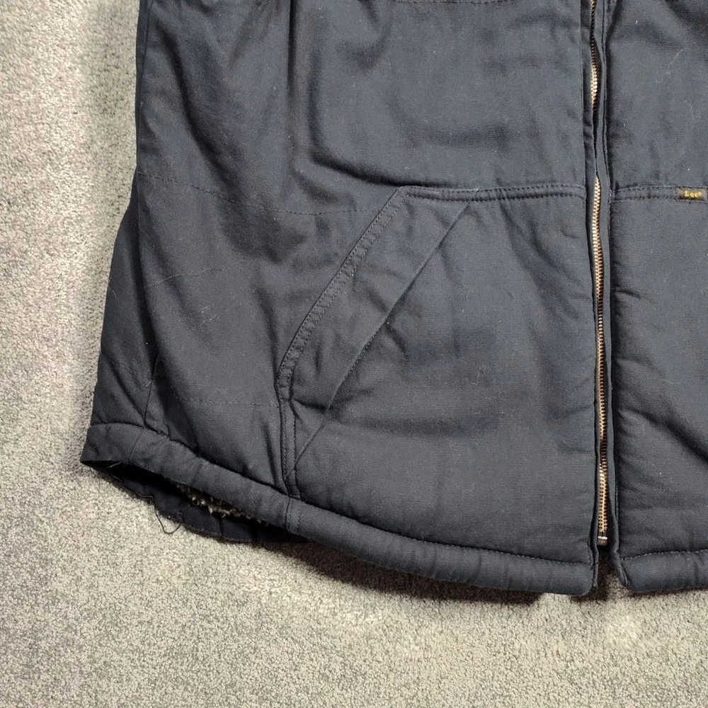 Lee Premium Select Vest Mens XL Full Zip Sherpa Lined Utility Canvas Black